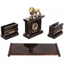 Настольный набор из обсидиана "Абсолют. Лев"